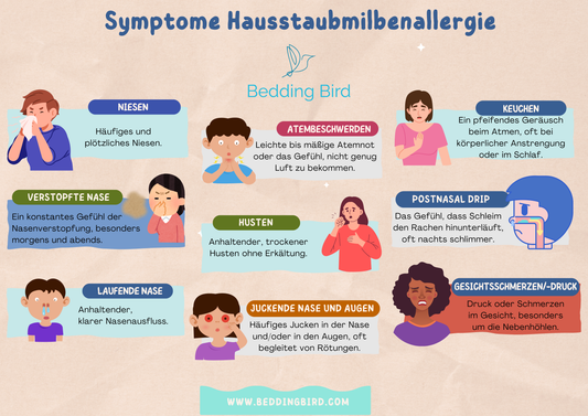 Infografik Symptome einer Hausstaubmilbenallergie